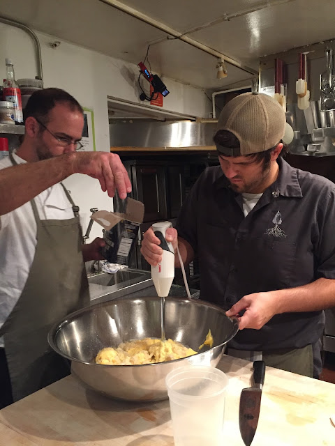 Brad Andries and Cody Carroll prep for their dinner at the James Beard House