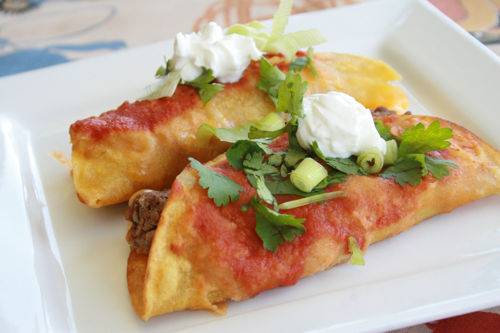 sweet and savory seven Beef and Cheese Enchiladas