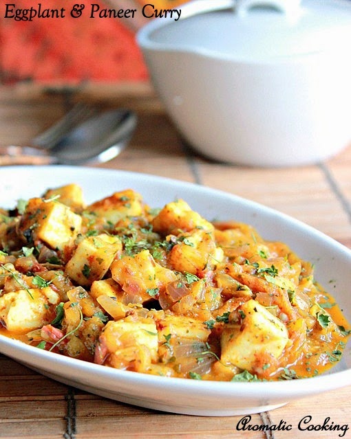 Aromatic Cooking Eggplant And Paneer Curry