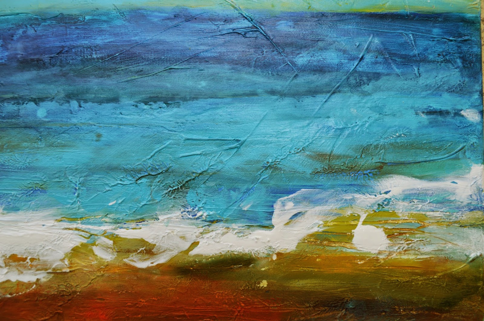 . Beach Abstract Painting 24 x 18 by Karen Fields