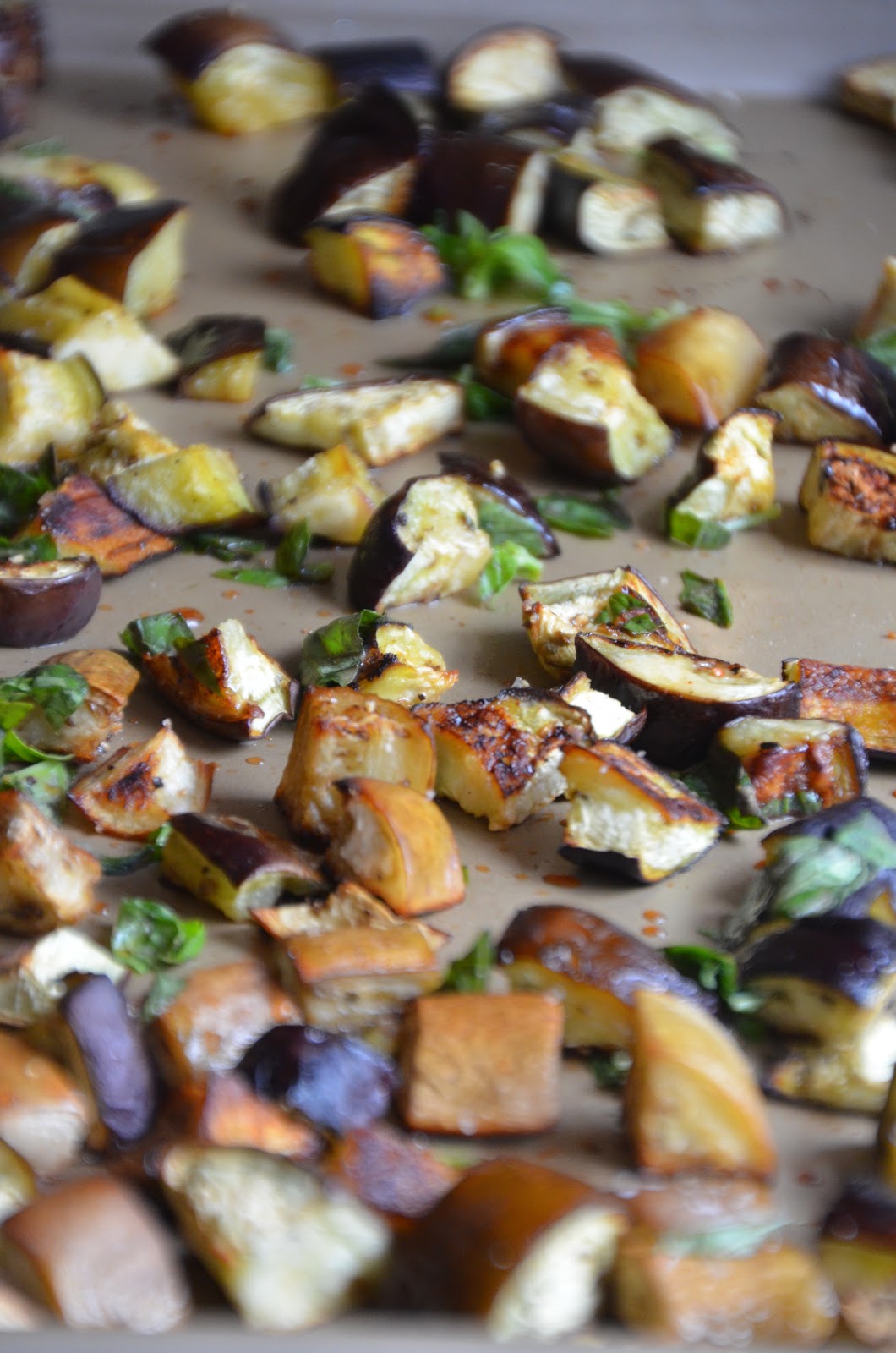 LaurenLivingLocally Roasted Eggplant with Basil