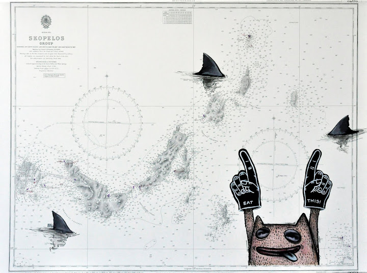 Seascape 23, 2011. Navigation map, acrylic on canvas, 70 x 50 cm. Private collection