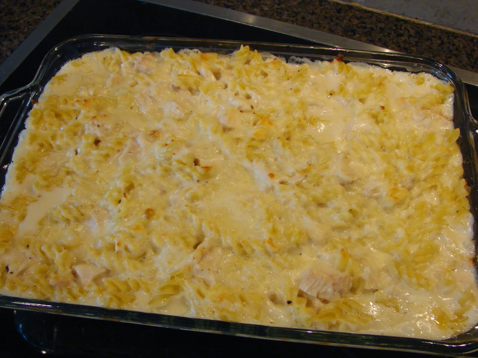 A Bear in the Kitchen Chicken Alfredo Rotini Casserole