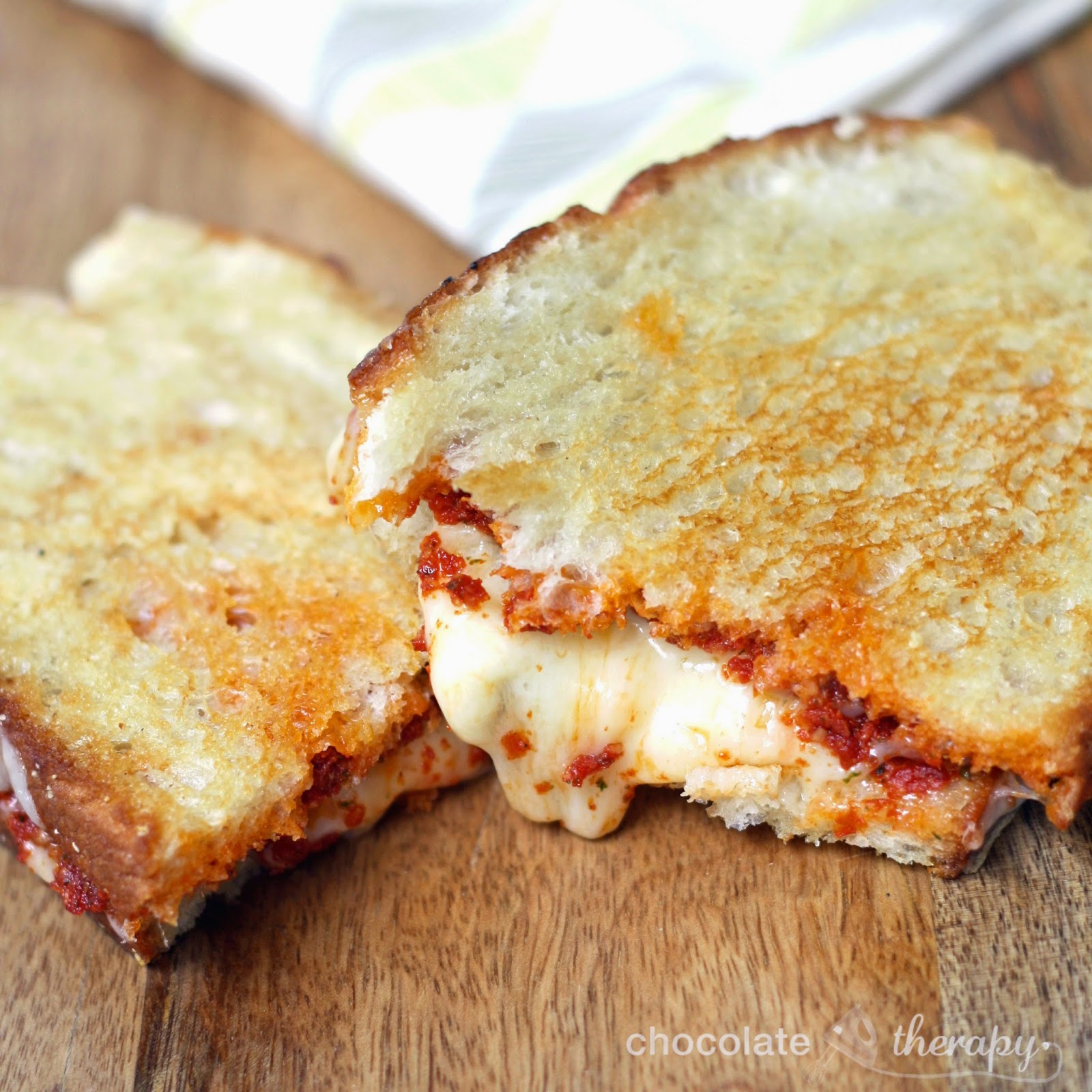 Chocolate Therapy Sundried Tomato Pesto Grilled Cheese Sandwiches