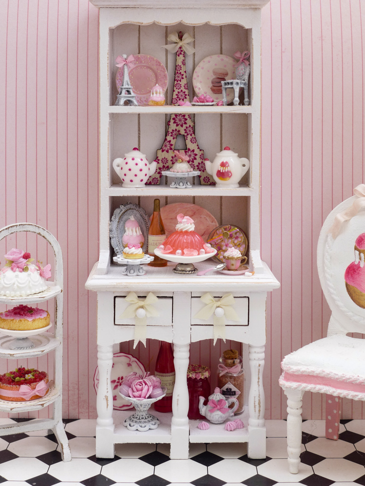 Paris Miniatures Pink Hutch Paris Themed Furniture