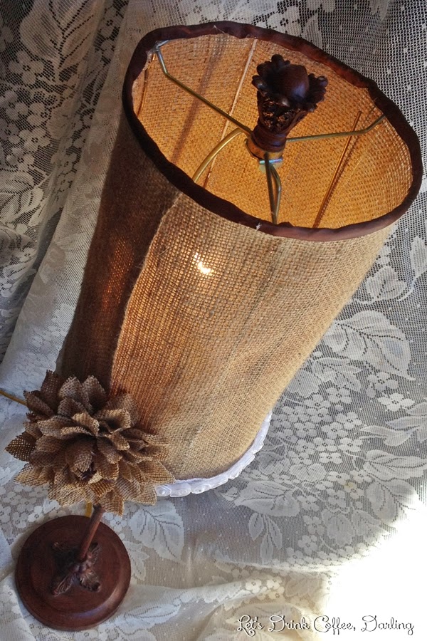 Let's Drink Coffee, Darling Burlap Lampshade Makeover
