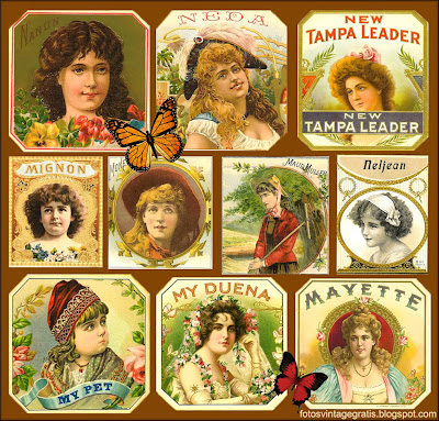 collage vintage de antiguas etiquetas