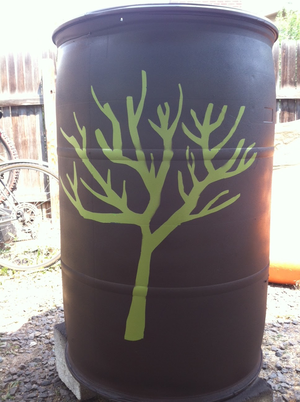 live in the current stenciled rain barrel tutorial