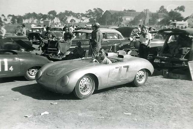 8x10 print Von Neumann Porsche at Torrey Pines Road Races 1950's