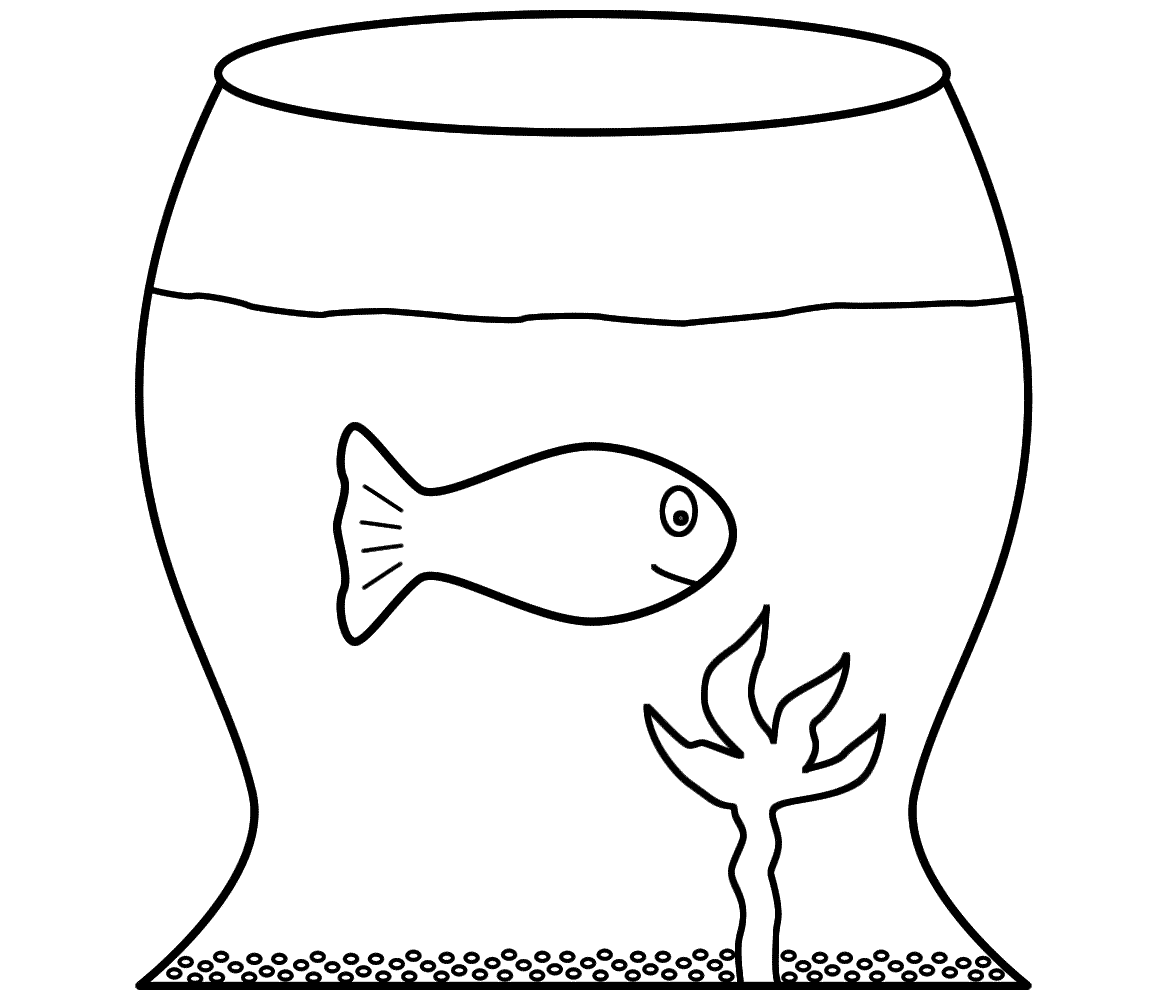 Fish Bowl Coloring Drawing Free wallpaper
