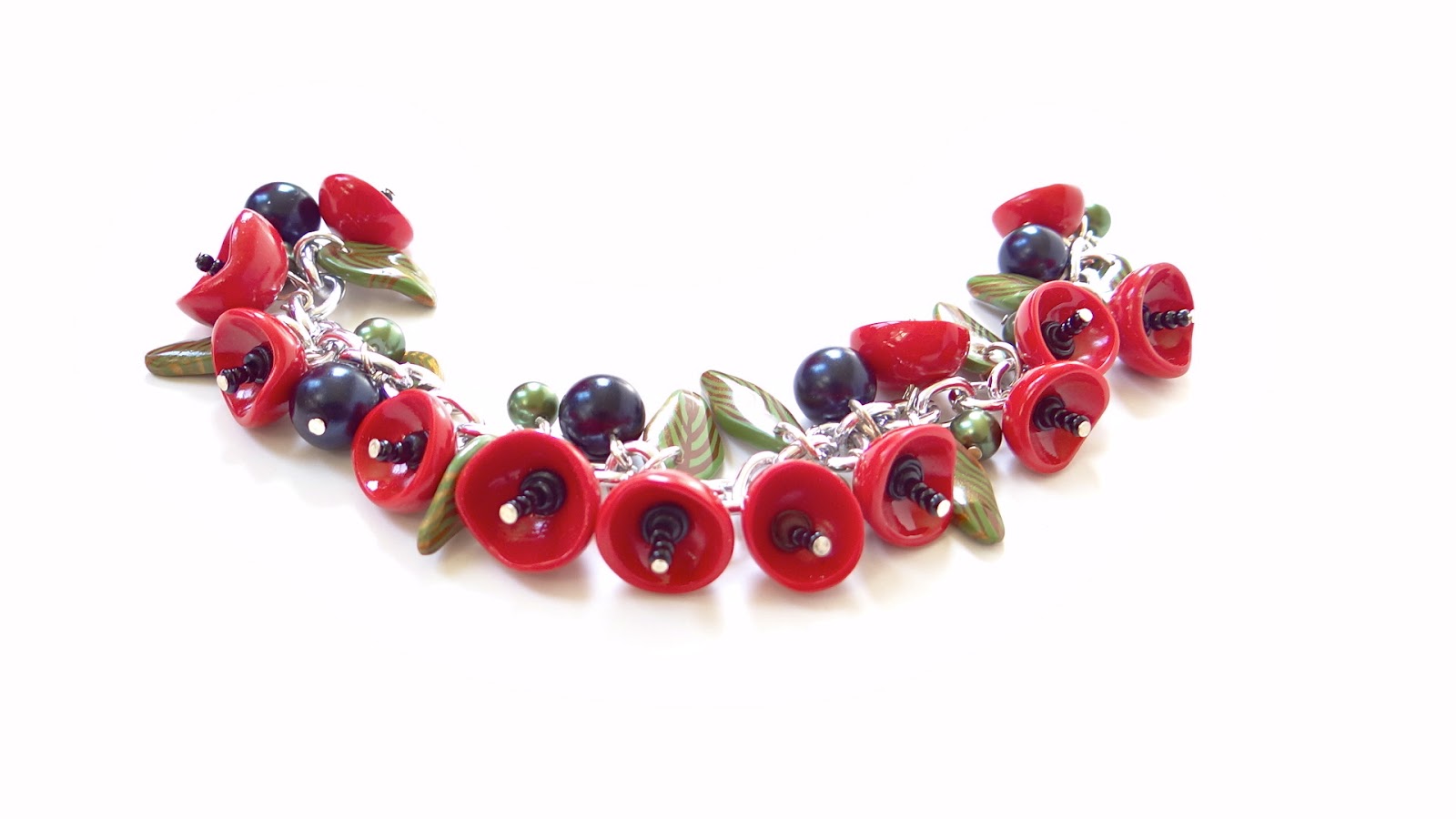 . Red Poppy Bracelet and Pansy Bracelet