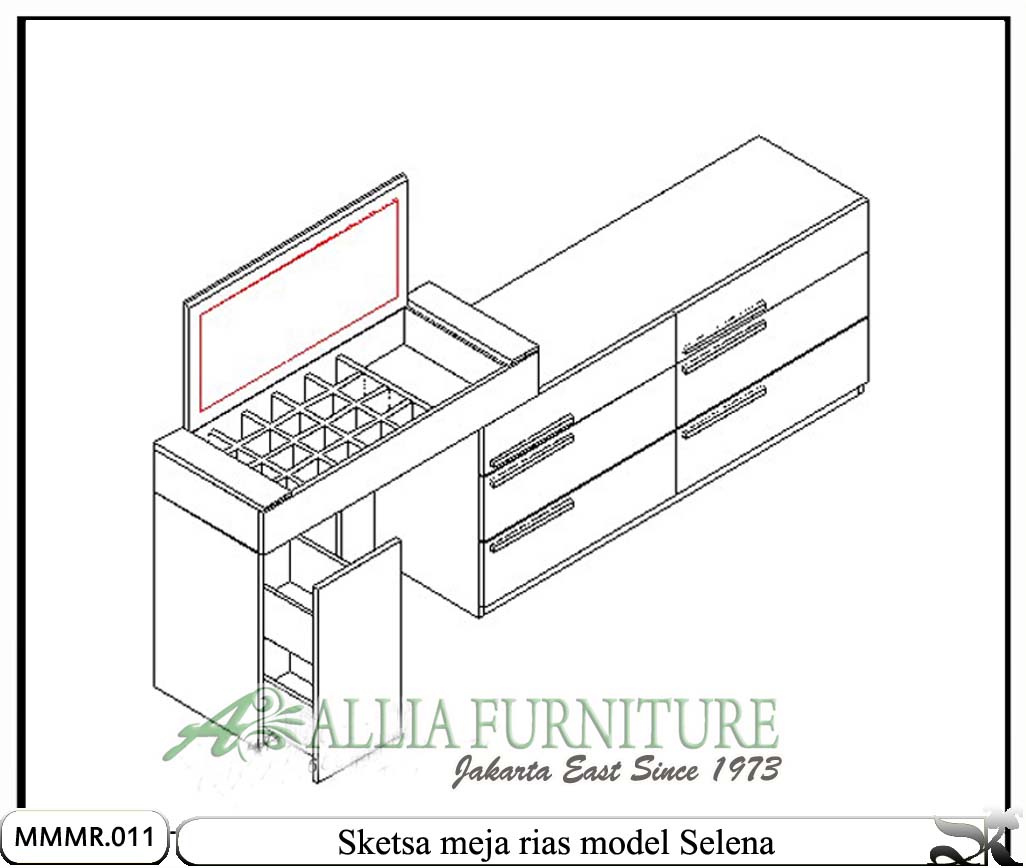Meja Rias Tipe Minimalis Modern Selena Allia Furniture