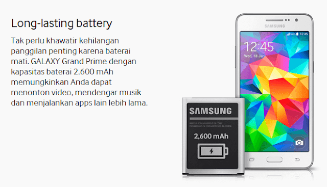 Review Terbaru Smartphone Samsung Galaxy Grand Prime Kelebihan Baterai Samsung Galaxy Grand Prime