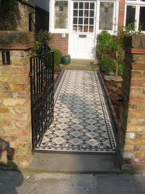 New build Victorian mosaic path, box and star pattern