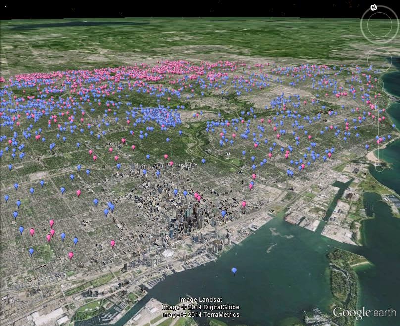 Reported Flooding Locations (Example looking north east from Toronto Harbour)