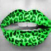 Green Lip Makeup with Black Patterns