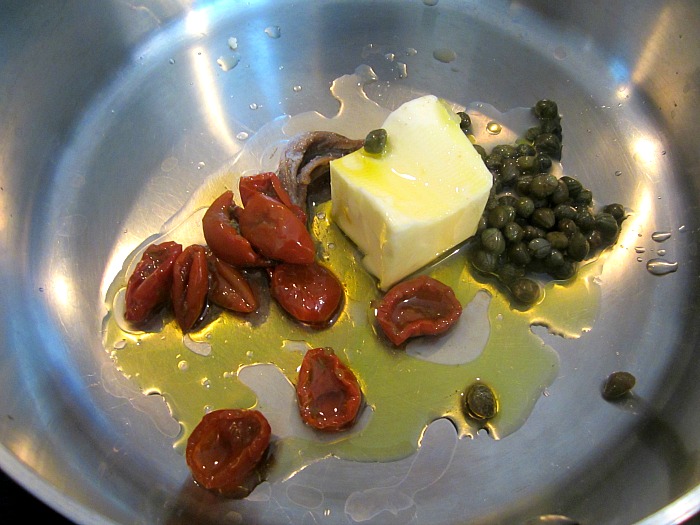 Spring Halibut w/ Lemon, Caper & Anchovy Butter Sauce