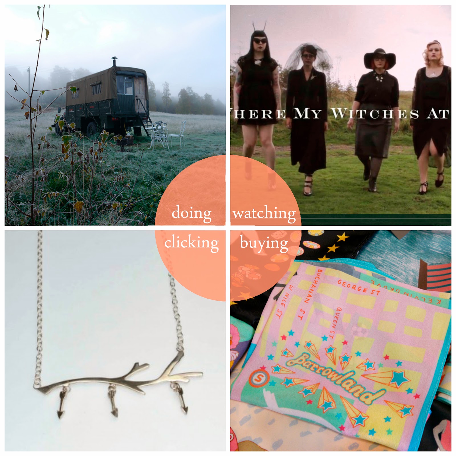 October Round Up Helen BloodyMary Metal, Bloody Mary Metal, Winterspell Collection, Karen Mabon, Glasgow scarf, Karen Mabon glasgow scarf, canopy and stars, glamping, unusual places to stay, vintage fire truck, fashion film, halloween fashion film, where my witches at