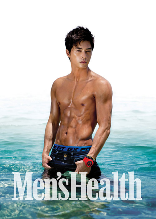Korean Male Model Kim Ji Hoon From Men's Health Magazine Fashion of Men's Underwear.