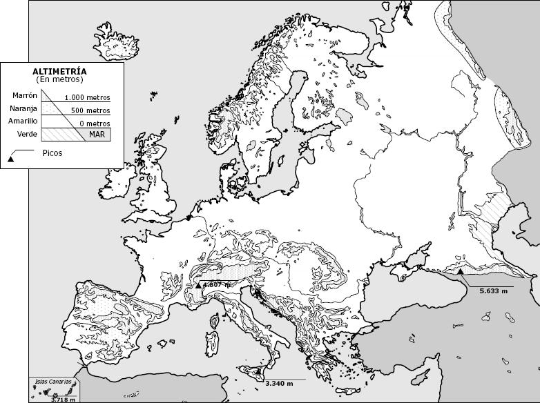 mapa relieve de europa en blanco y negro