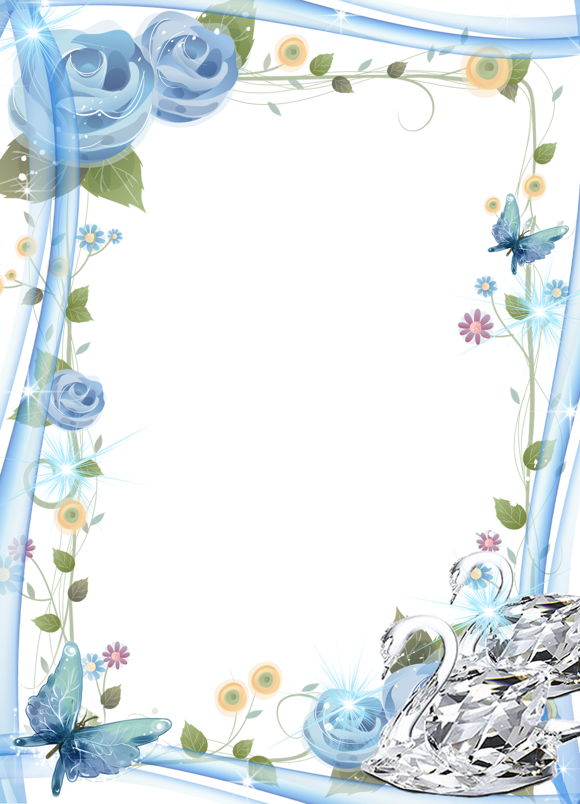 Artes em psd: 04 Molduras Românticas Azul em PNG