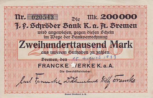Navona Numismatics Bremen Banknotes From The Weimar Republic