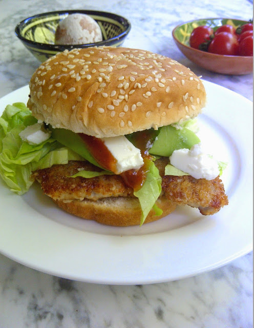 burger schnitzel avocado