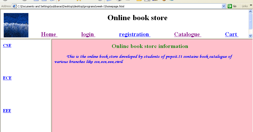 WIKIBRAND WEEK 1 static web pages required for an online book store