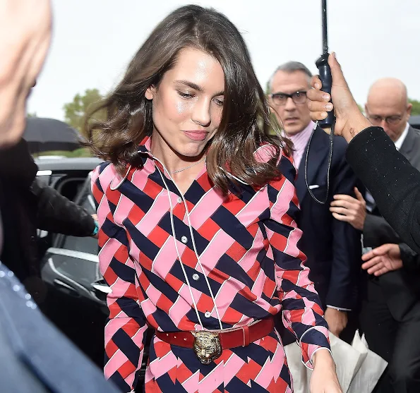 Charlotte Casiraghi and Salma Hayek attend the Gucci show during the Milan Fashion Week Spring/Summer 2016