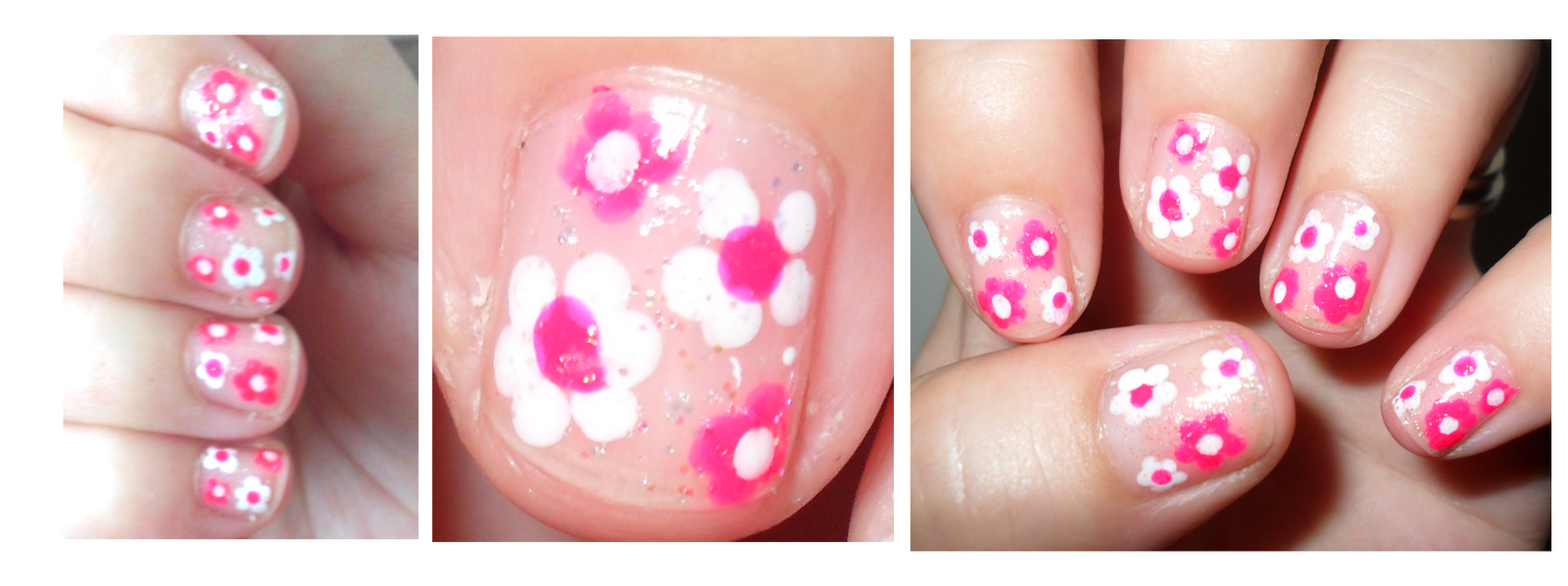 Portuguesedoll Clear Flower Mani For Extra Short Nails Have A Great Day