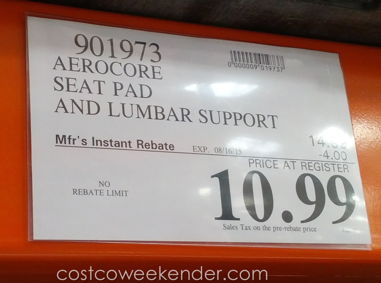 Aerocore Cooling Lumbar Pillow and Seat Cushion Set Costco Weekender
