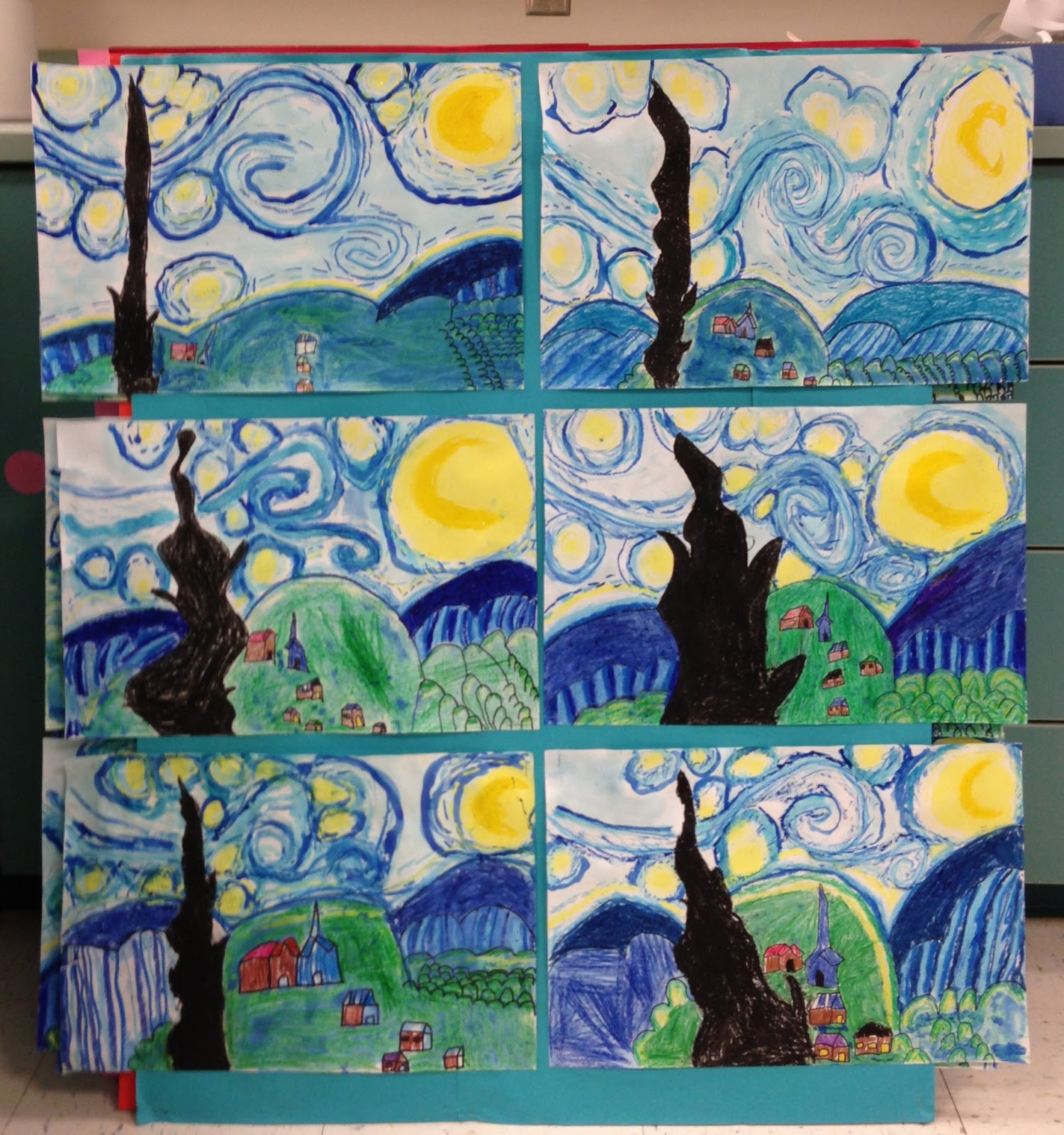 Apex Elementary Art: a very starry night...