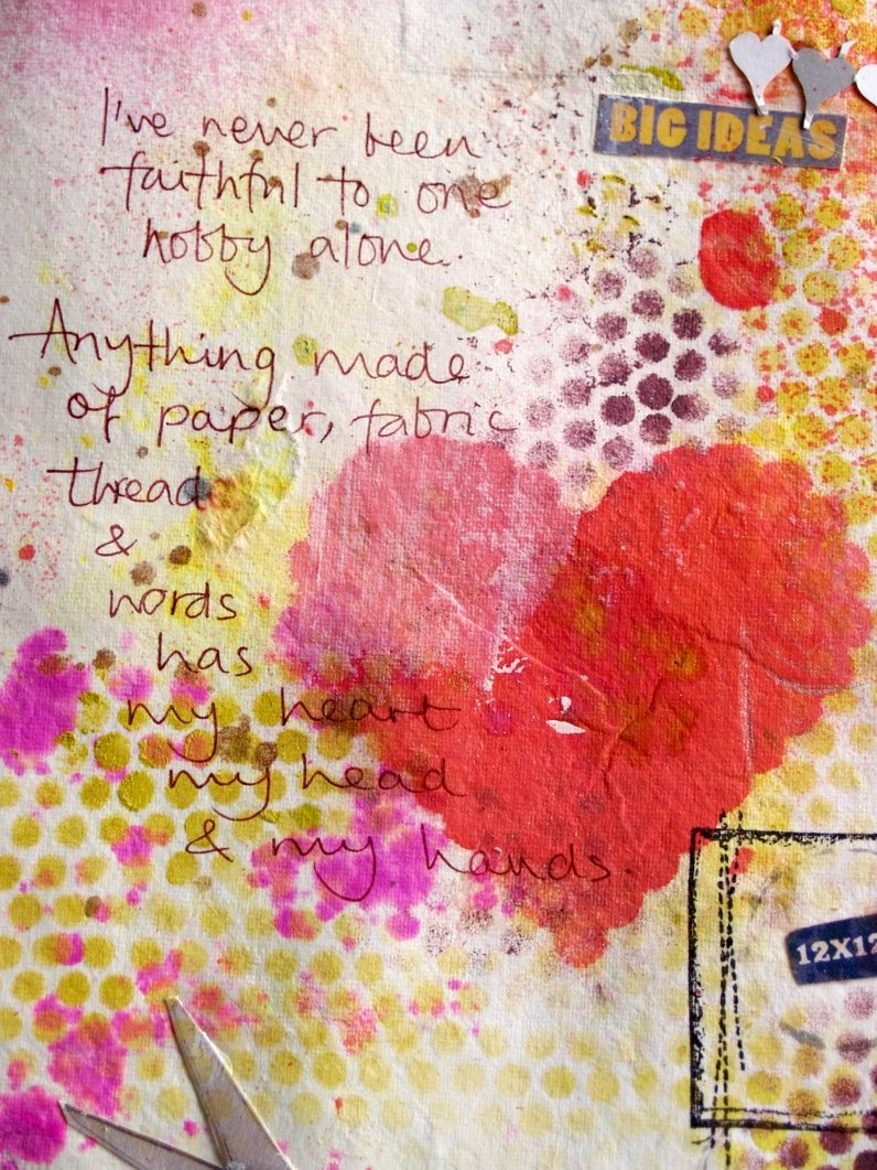 notes on paper Art Journal Challenge Week 21 Hobbies