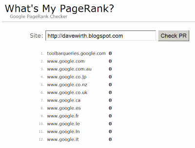 Page Rank Site Results