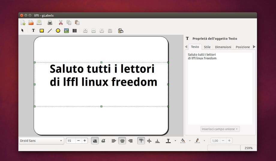 gLabels in Ubuntu