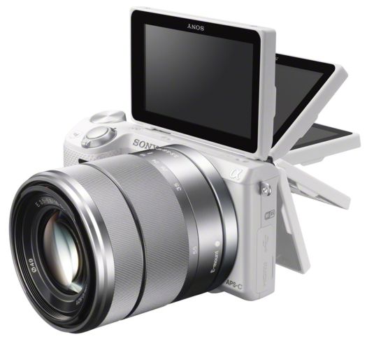sony nex-5r camera white black silver