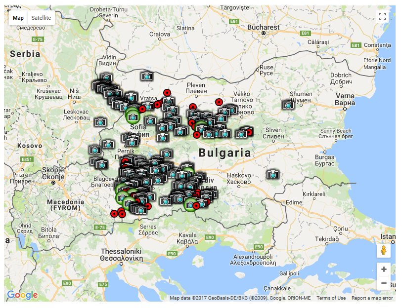 Карта на действащите ВЕЦ в България