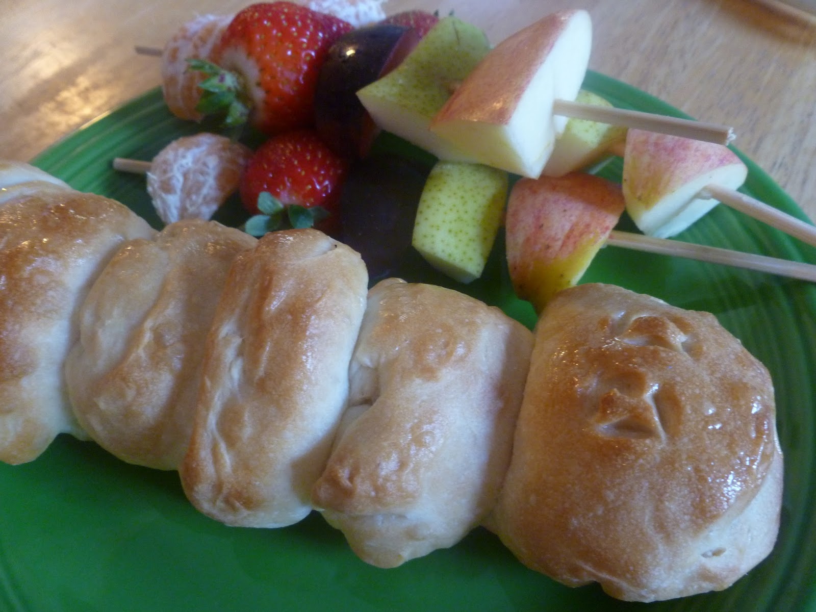 Something Good Recipes Hungry Caterpillar Bread and Fruit Kabobs