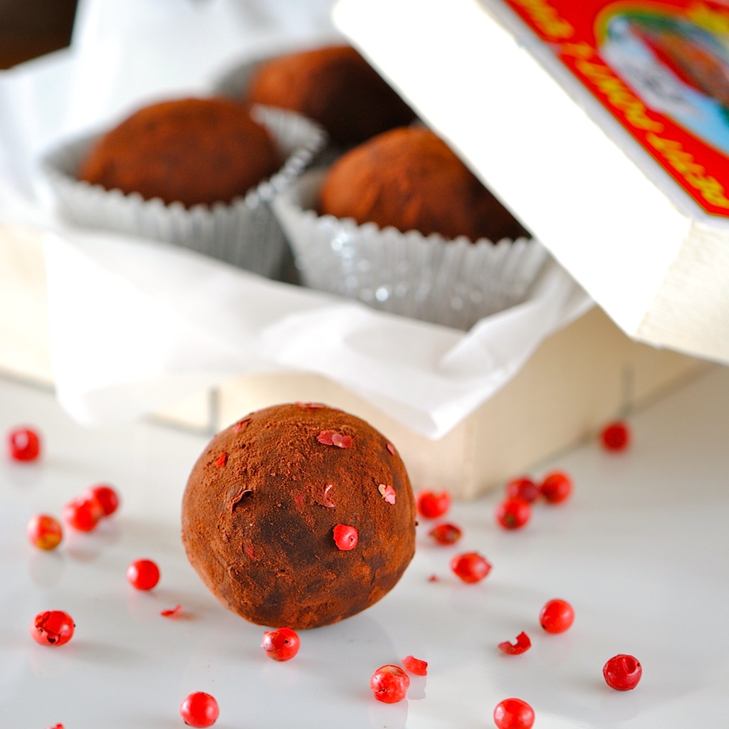 JULES FOOD... Dark Chocolate Goat Cheese Pink Peppercorn Truffles