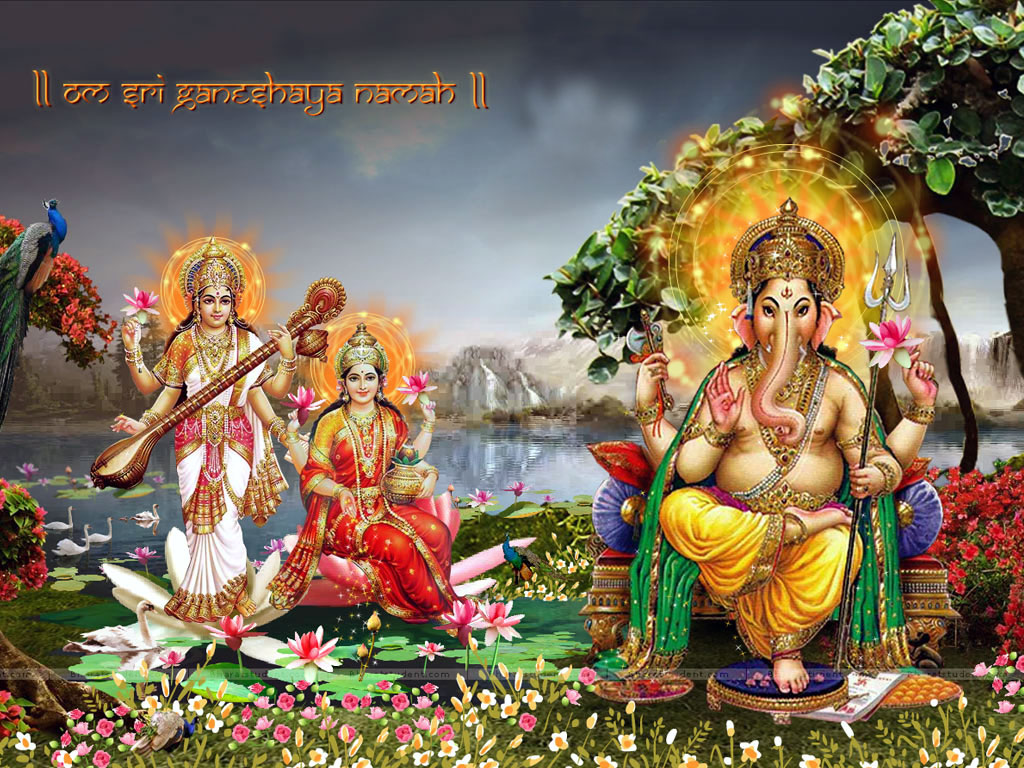 FREE God Wallpaper: Lakshmi Ganesh Saraswati Wallpapers
