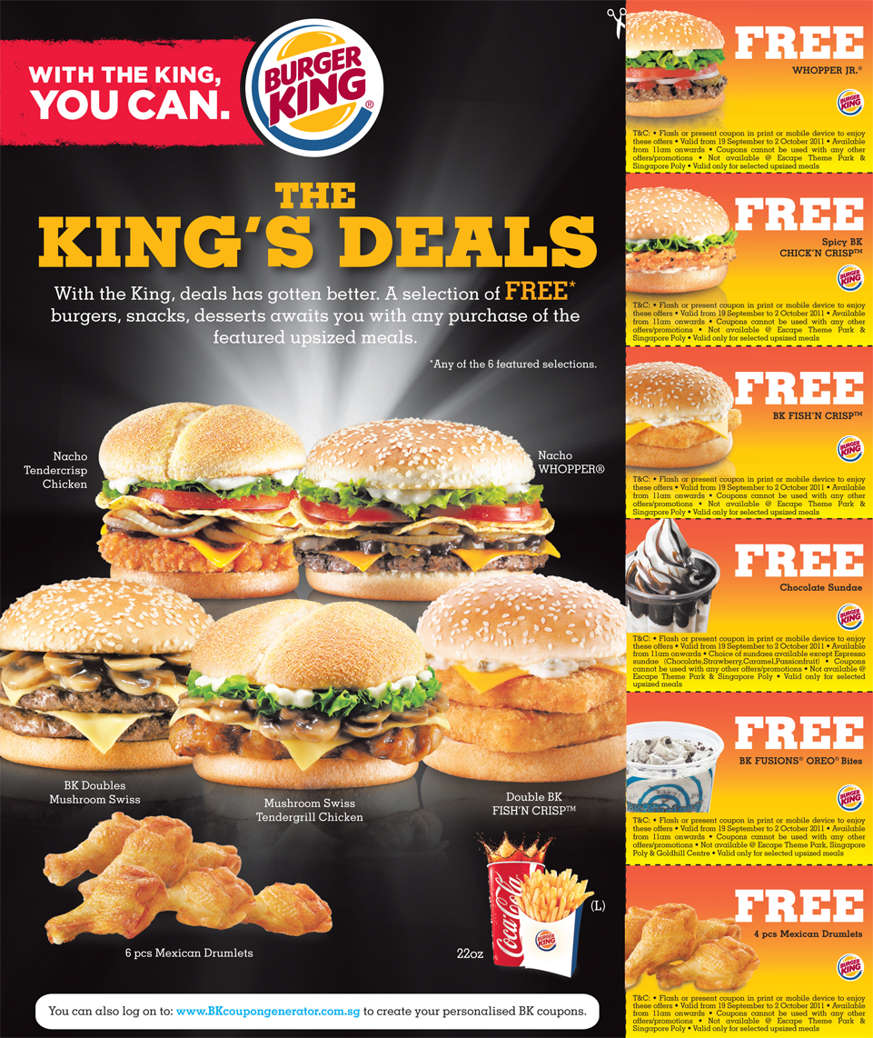 Burger King's Great DEALS + Coupon Generator