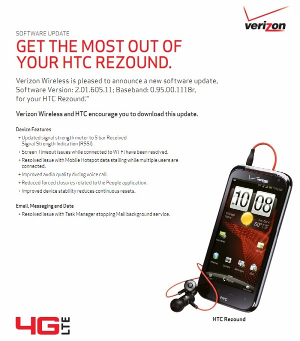 HTC Rezound Gets Software Update With Wanted Improvements By Verizon