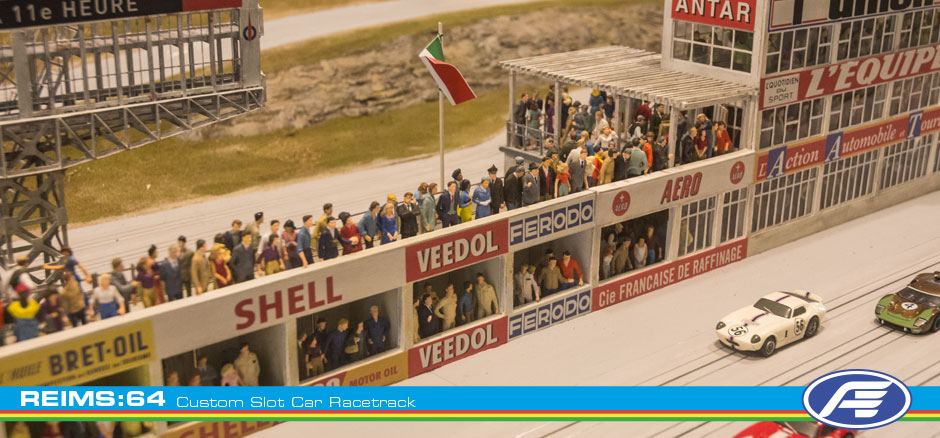 REIMS:64 - CUSTOM h0 SLOT CAR RACETRACK - CIRCUIT REIMS-GUEUX