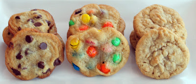 One Dough Recipe for Chocolate Chip, Oatmeal and M&M Cookies
