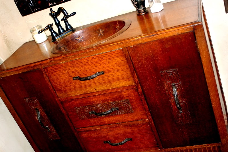 Greene Acres Hobby Farm Antique Buffet Transformed to Bathroom Vanity