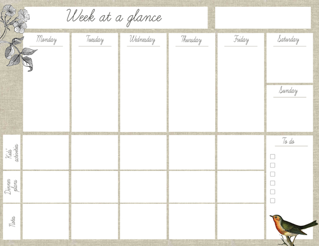 free printable week planner