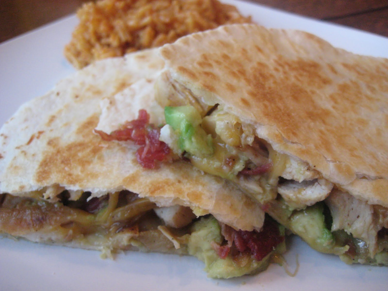 Rachel vs. "The Kitchen" Chicken, Bacon and Avocado Quesadillas