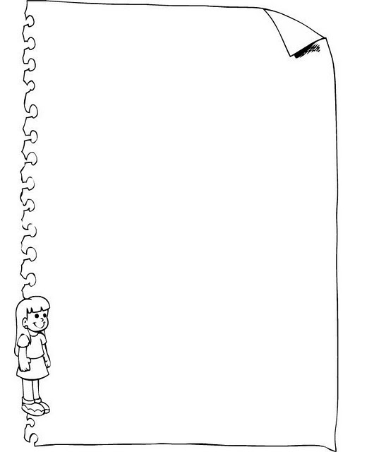 COLOREA TUS DIBUJOS: Borde de Pagina de cuaderno con niña para ... COLOREA TUS DIBUJOS: Borde de Pagina de cuaderno con niña para ...