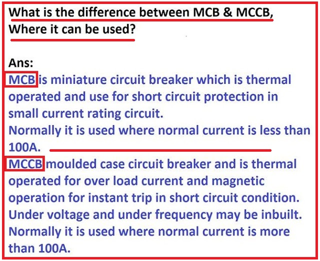 What is the Difference between MCB & MCCB? EEE COMMUNITY