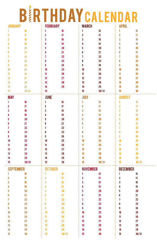 WIP Blog: Free Printable Birthday Calendar